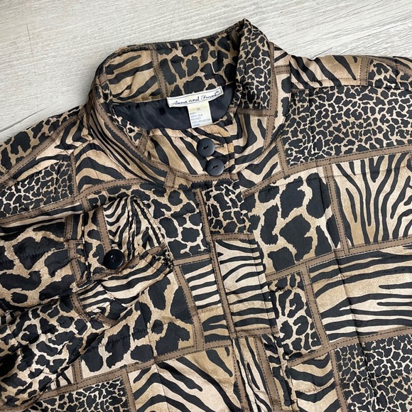 Anna and Frank Vintage 100% Silk Quilted Animal Print Jacket XL Leopard Zebra - Picture 1 of 10